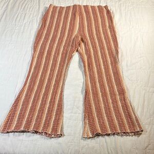 Free People Fine Line Slim Flare Knit Pants - Multicolor Textured Stripe Size XL